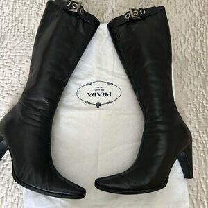 Prada Vintage Elegant Black Heeled Boots
